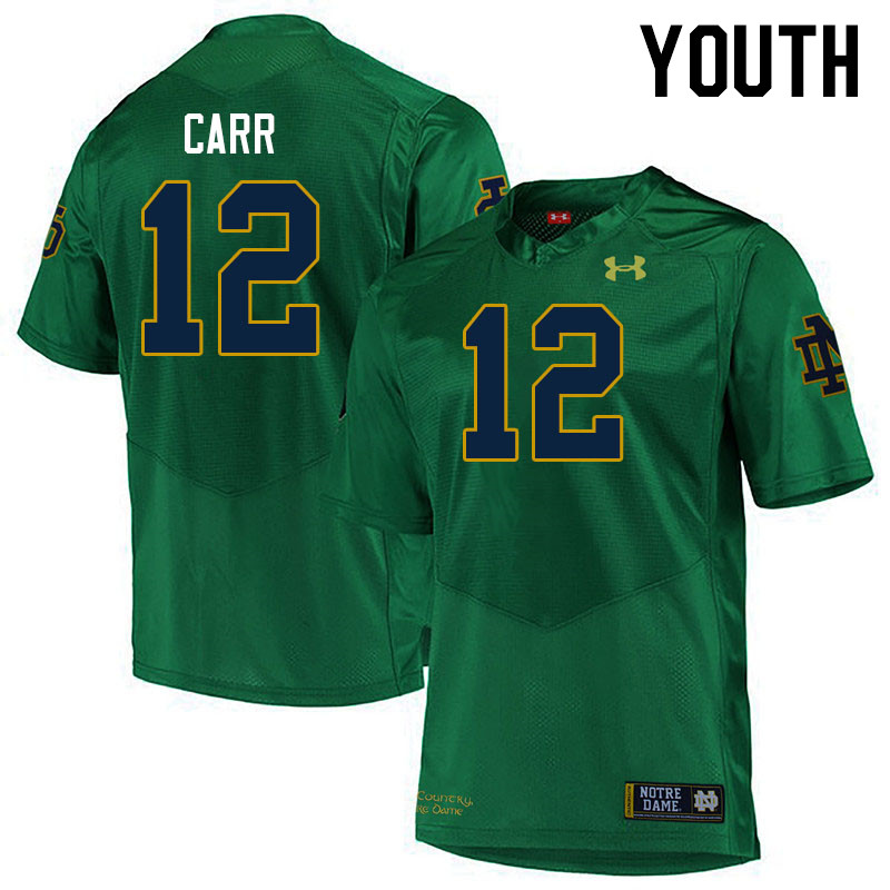 Youth #12 CJ Carr Notre Dame Fighting Irish College Football Jerseys Stitched-Green